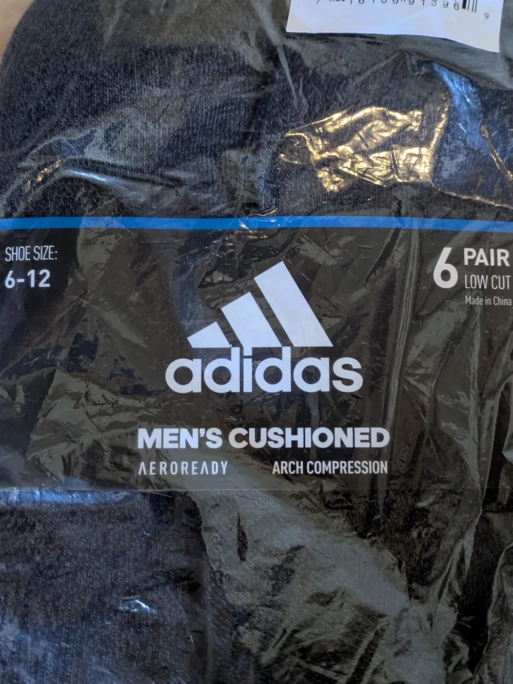 adidas Men’s Cushioned Low-Cut Athletic Socks - Black (6 Pack)